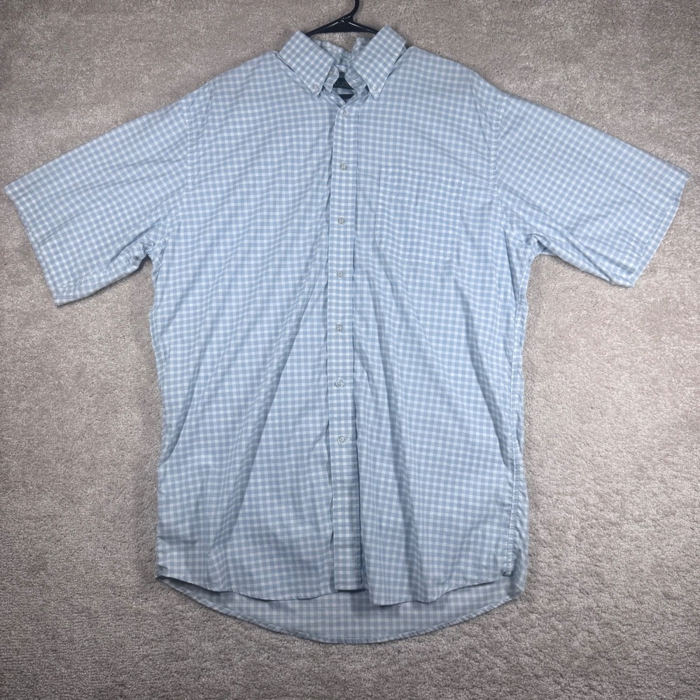 Kevins Plantation Collection Mens LT Tall Blue Gingham Short Sleeve Button Shirt